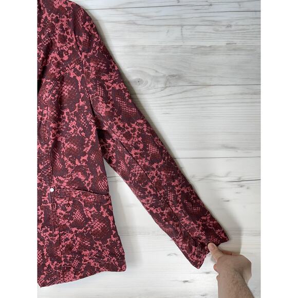 G.I.L.I. Blazer Womens 14 Pink Snakeskin One Button Stretch Animal Print - Picture 3 of 10